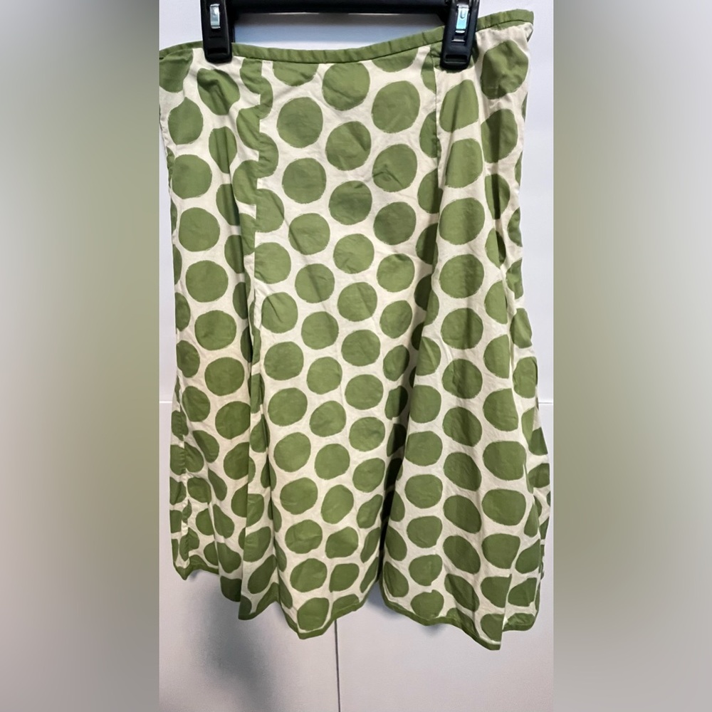 BODEN Women’s Green & Cream Polka Dot A- Line Retro Style Midi Skirt Size 8L - Picture 2 of 13